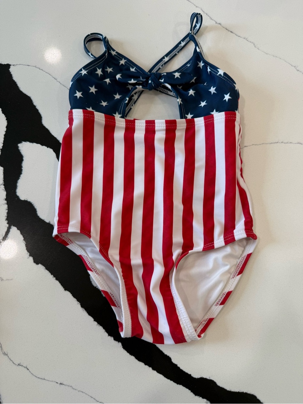 Old navy Kids Red & Navy American Flag One-Piece Swimsuit